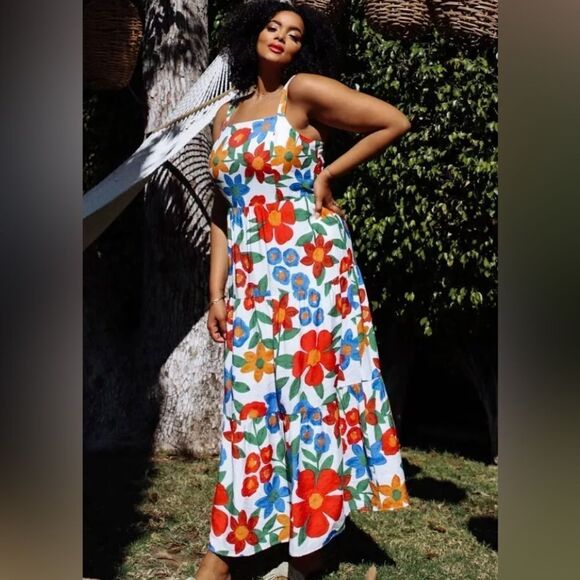 Skies Are Blue Curvy Plus Size Smocked Isabel Sleeveless Floral Maxi Dress 1X - Picture 1 of 8
